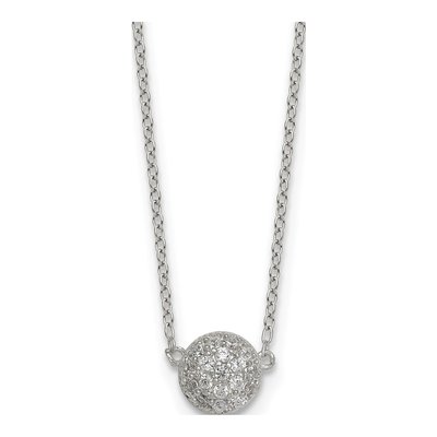 Sterling Silver CZ Pave Circle Pendant Necklace