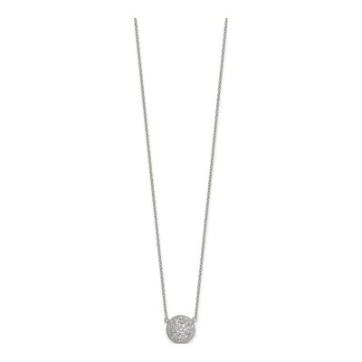 Sterling Silver CZ Pave Circle Pendant Necklace – view 3