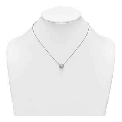 Sterling Silver CZ Pave Circle Pendant Necklace – view 4