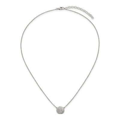 Sterling Silver CZ Pave Circle Pendant Necklace – view 5