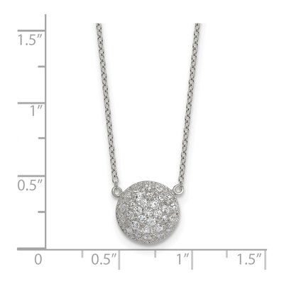 Sterling Silver CZ Pave Circle Pendant Necklace – view 6