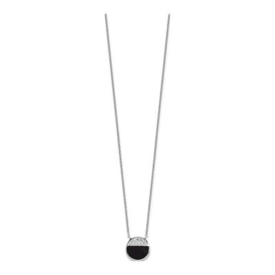 Sterling Silver Black Onyx CZ Circle Pendant Necklace – view 3