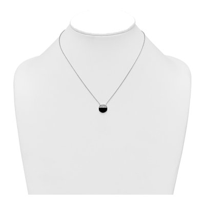 Sterling Silver Black Onyx CZ Circle Pendant Necklace – view 4