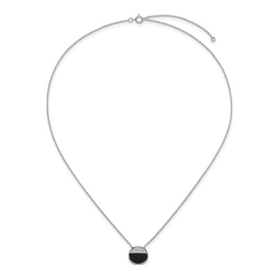 Sterling Silver Black Onyx CZ Circle Pendant Necklace – view 5