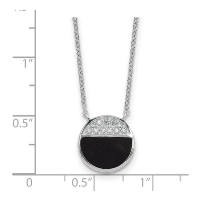 Sterling Silver Black Onyx CZ Circle Pendant Necklace – view 6
