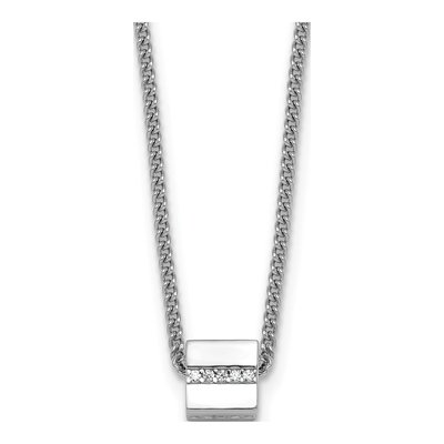 Sterling Silver CZ Cube Pendant Necklace