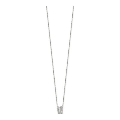Sterling Silver CZ Circle Pendant Necklace – view 3