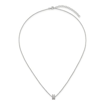 Sterling Silver CZ Circle Pendant Necklace – view 5
