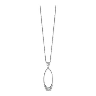 Sterling Silver CZ Oval Pendant Necklace – view 3