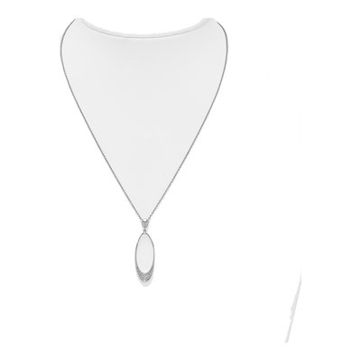 Sterling Silver CZ Oval Pendant Necklace – view 4