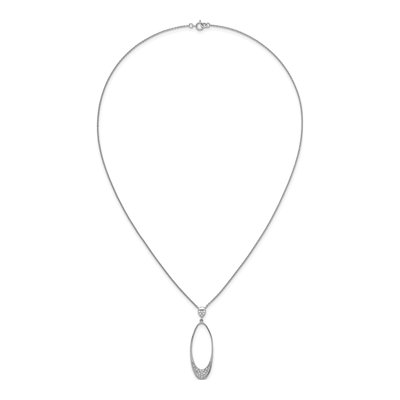 Sterling Silver CZ Oval Pendant Necklace – view 5