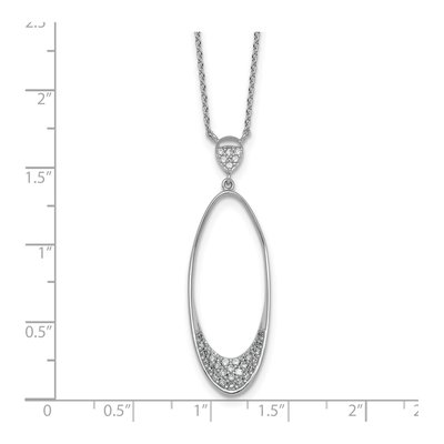 Sterling Silver CZ Oval Pendant Necklace – view 6
