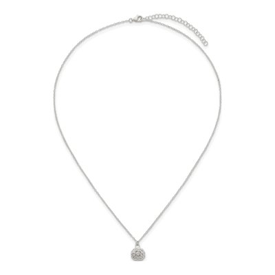 Sterling Silver CZ Flower Necklace – view 5
