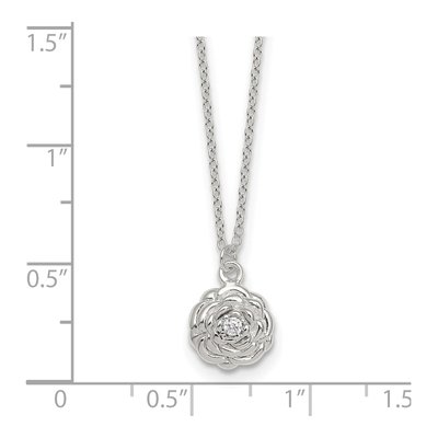 Sterling Silver CZ Flower Necklace – view 6