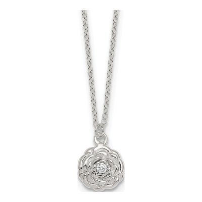 Sterling Silver CZ Flower Necklace