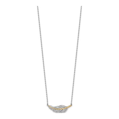 Sterling Silver & 14K Gold CZ Feather Necklace – view 3