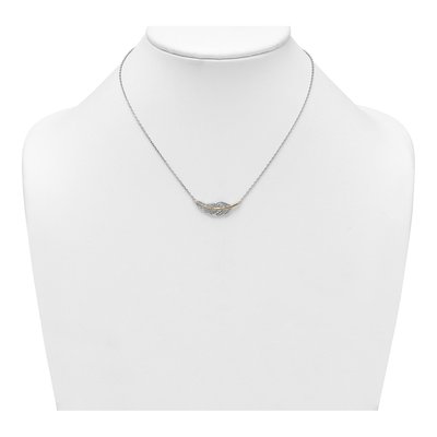 Sterling Silver & 14K Gold CZ Feather Necklace – view 4