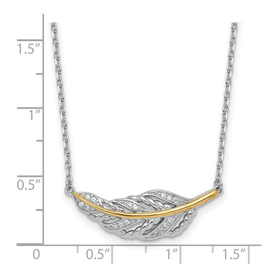 Sterling Silver & 14K Gold CZ Feather Necklace – view 6