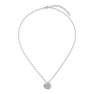 Sterling Silver CZ Fish Necklace – view 5