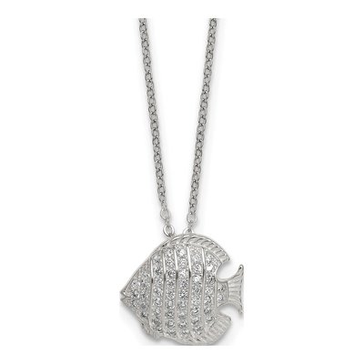 Sterling Silver CZ Fish Necklace