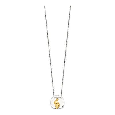 Sterling Silver Footprint Disc Necklace – view 3
