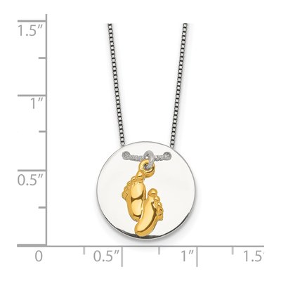 Sterling Silver Footprint Disc Necklace – view 6