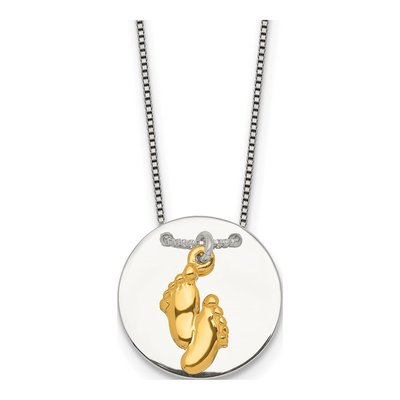 Sterling Silver Footprint Disc Necklace