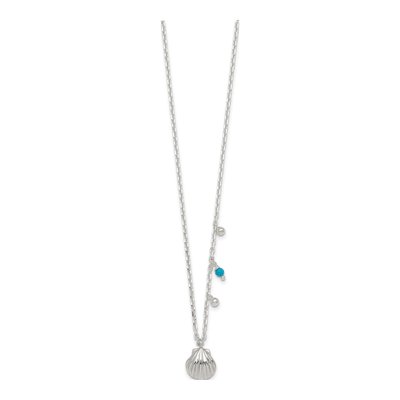 Sterling Silver Turquoise Seashell Beaded Necklace – view 3