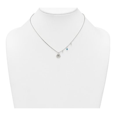 Sterling Silver Turquoise Seashell Beaded Necklace – view 4