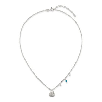 Sterling Silver Turquoise Seashell Beaded Necklace – view 5