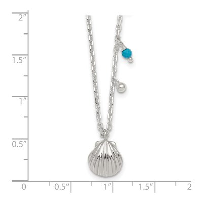 Sterling Silver Turquoise Seashell Beaded Necklace – view 6