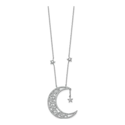 Sterling Silver CZ Moon Stars Necklace – view 3