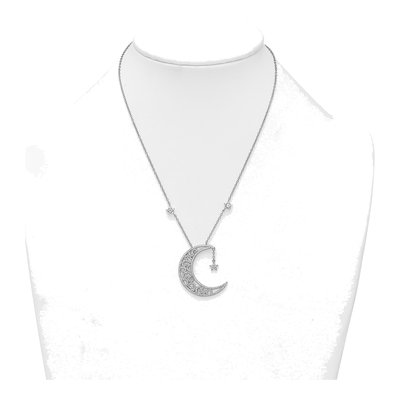 Sterling Silver CZ Moon Stars Necklace – view 4