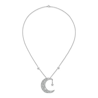 Sterling Silver CZ Moon Stars Necklace – view 5