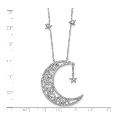 Sterling Silver CZ Moon Stars Necklace – view 6