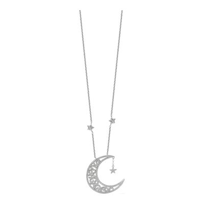 Sterling Silver CZ Moon Stars Necklace – view 7