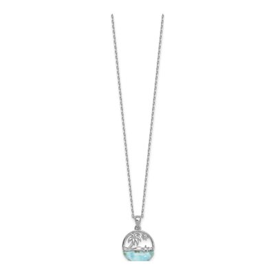 Sterling Silver Larimar Beach Scene Necklace – view 3