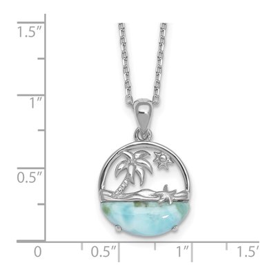 Sterling Silver Larimar Beach Scene Necklace – view 6