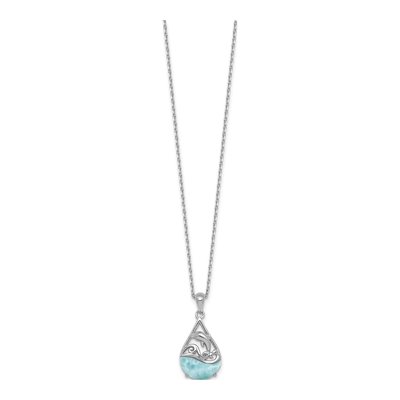 Sterling Silver Larimar Dolphin Necklace – view 3
