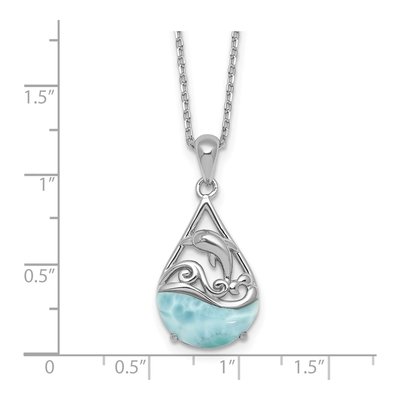 Sterling Silver Larimar Dolphin Necklace – view 6