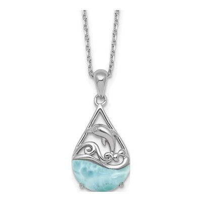 Sterling Silver Larimar Dolphin Necklace