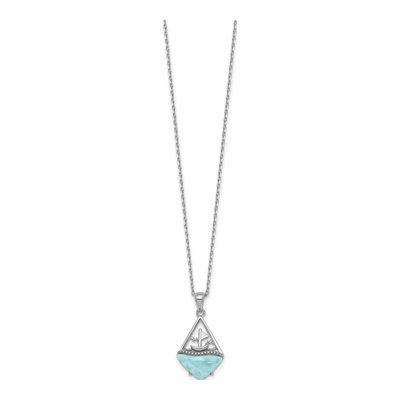 Sterling Silver Larimar Sailboat Necklace – view 3