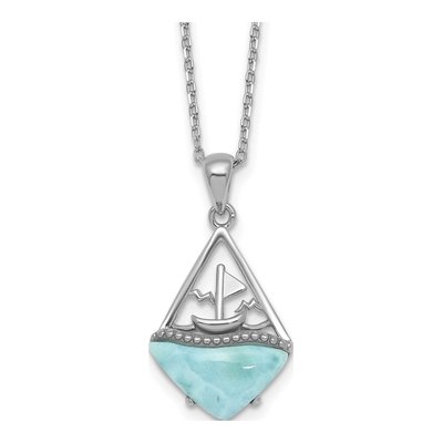 Sterling Silver Larimar Sailboat Necklace