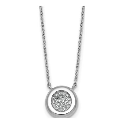Sterling Silver CZ Round Cluster Pendant Necklace