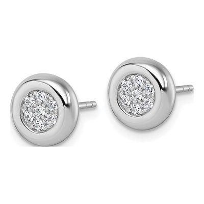 Sterling Silver CZ Cluster Button Stud Earrings – view 3