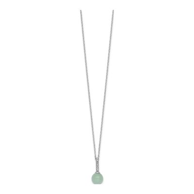 Sterling Silver Aventurine CZ Pendant Necklace – view 3