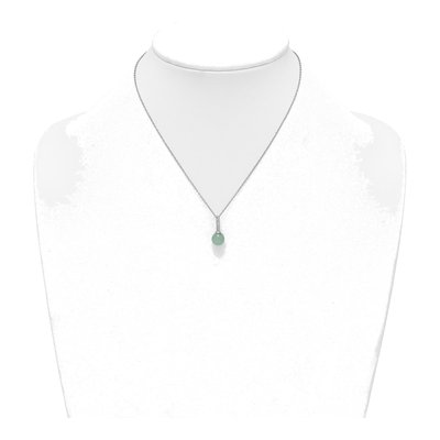 Sterling Silver Aventurine CZ Pendant Necklace – view 4