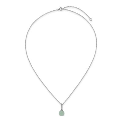 Sterling Silver Aventurine CZ Pendant Necklace – view 5