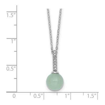 Sterling Silver Aventurine CZ Pendant Necklace – view 6
