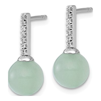 Sterling Silver Aventurine CZ Dangle Earrings – view 3